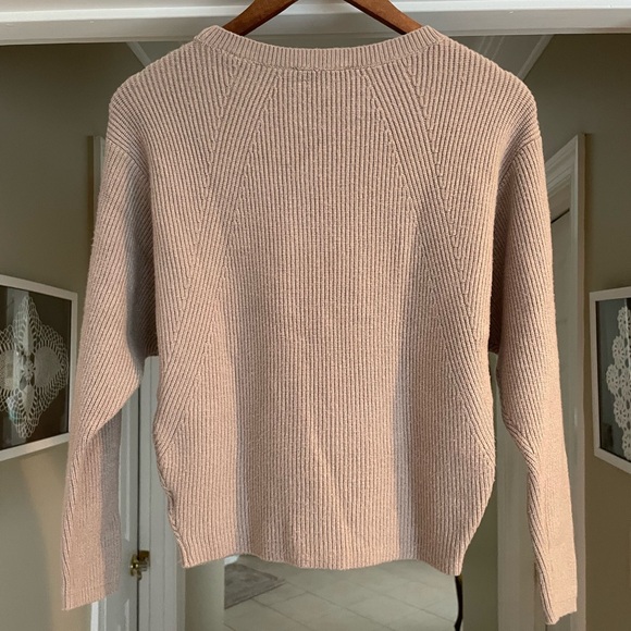Express Crew Neck Dolman Sleeve Ribbed Sweater Tan/Brown - Picture 3 of 12